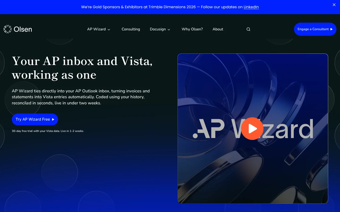 The live AP Wizard page on olsenai.com