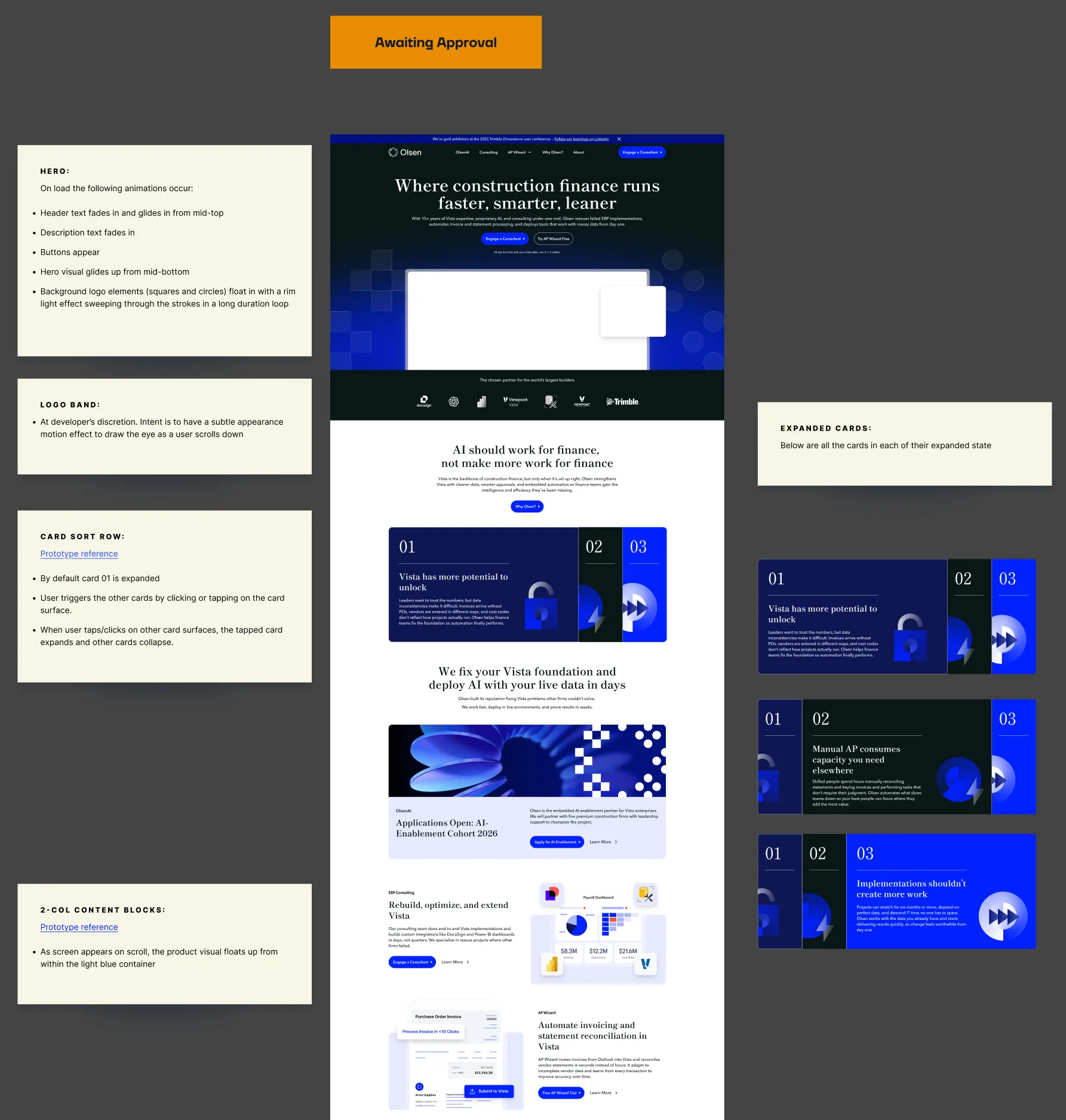 October 21 homepage board with motion notes for developers