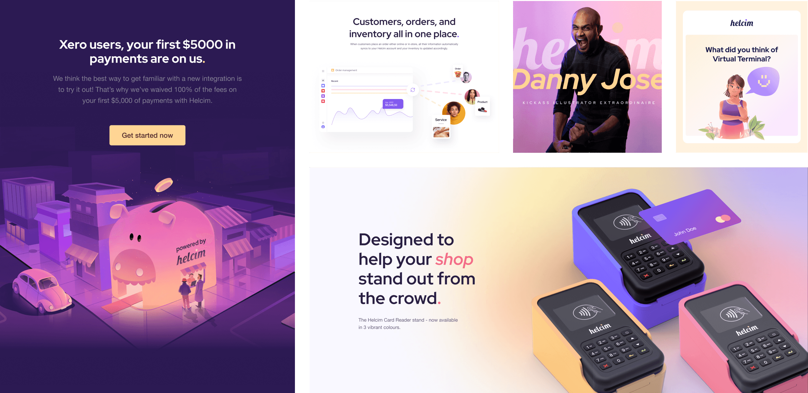 The brand across web promos, campaign scenes, and card readers