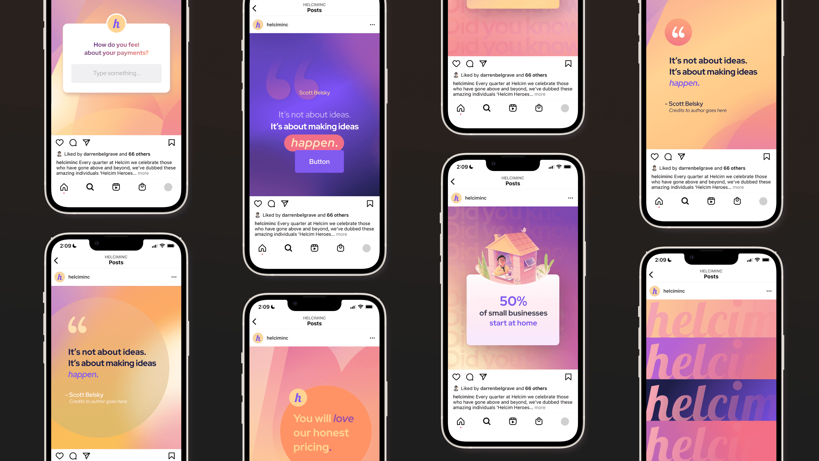 The brand across social posts and newsletters