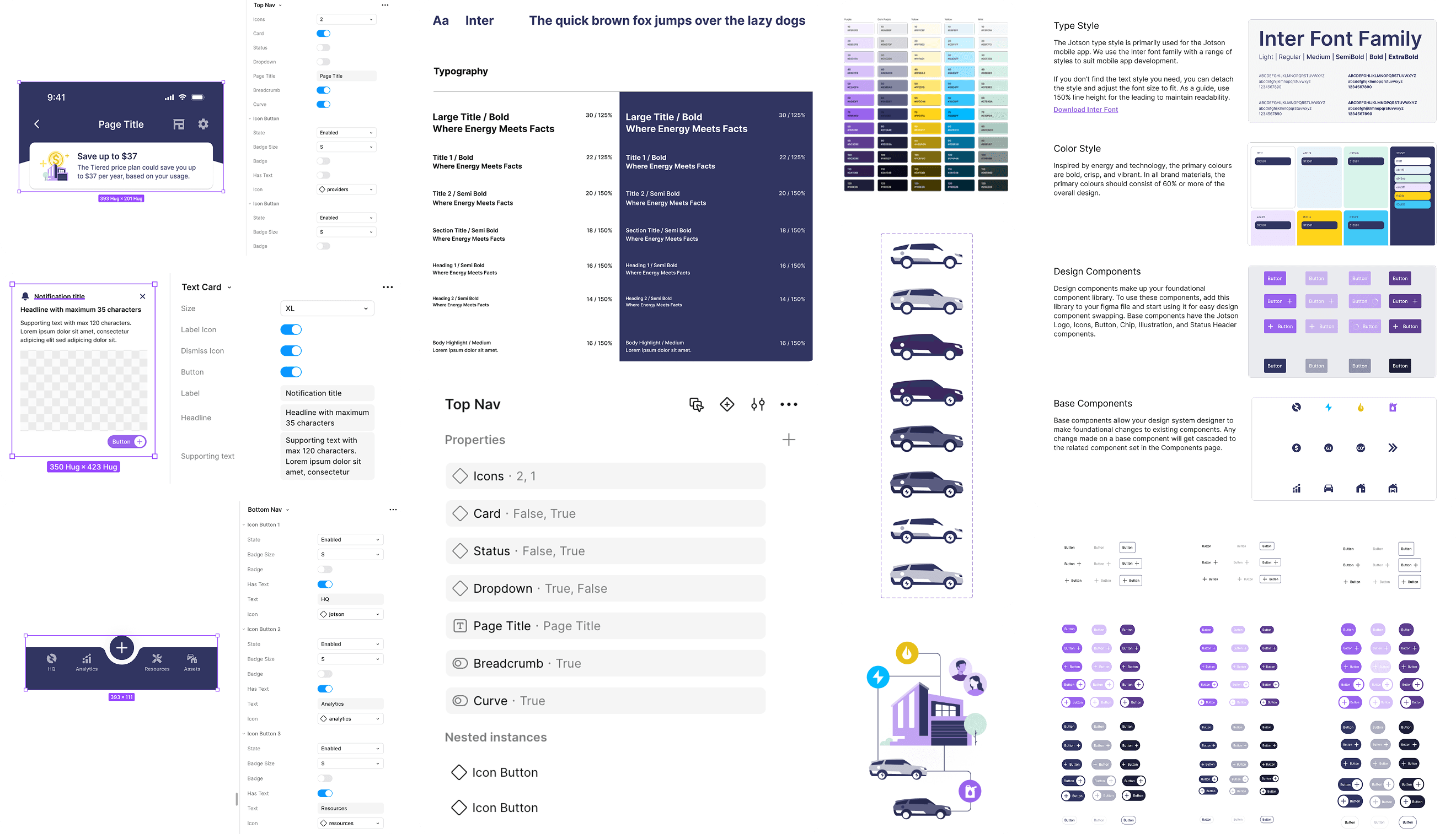 Snapshot of the new Jotson design system: components, typography, color, and illustration guidelines